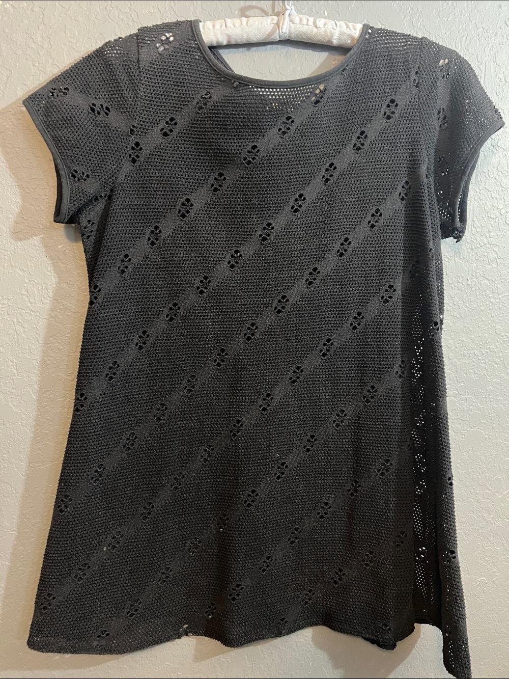 Dotti Black Eyelet Knit Short-Sleeve Tunic